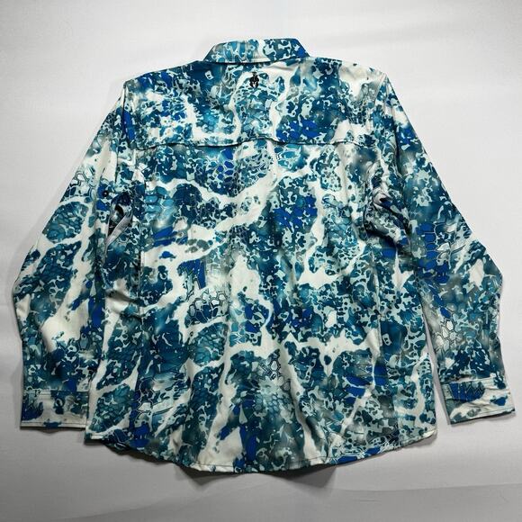 Kryptek Men's Long Sleeve Blue Vented "Shiner" Button Up Fishing Shirt - Size M - Picture 4 of 6